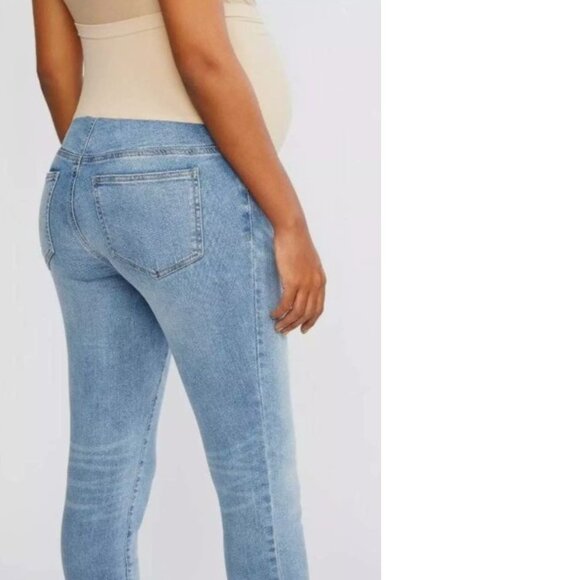 Maternity Jeans Blue Large Secret Fit Belly Distressed Denim Oh Baby Motherhood - Picture 1 of 6